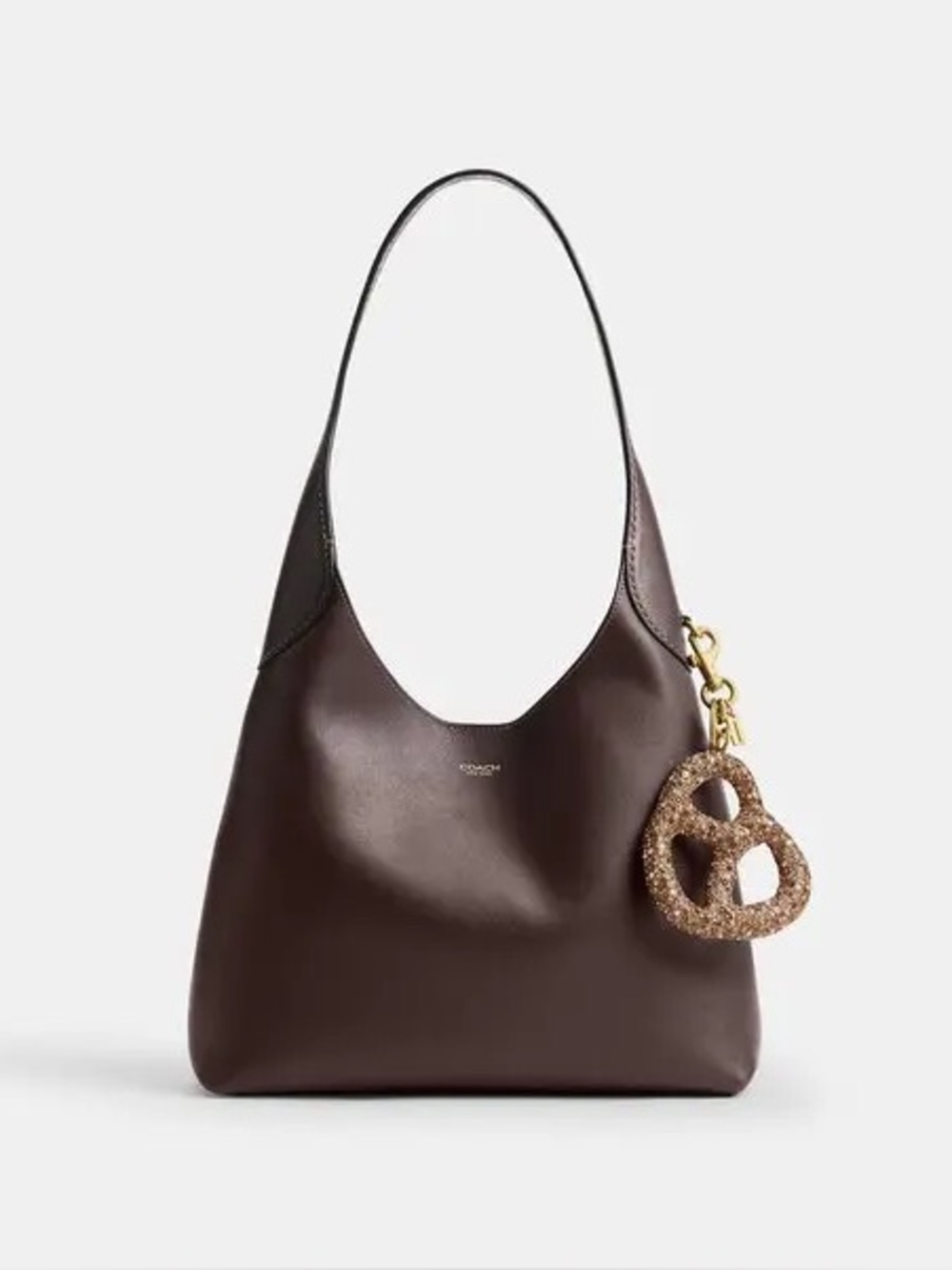 NWT Coach Crystal Pretzel Bag Charm Keychain Brass